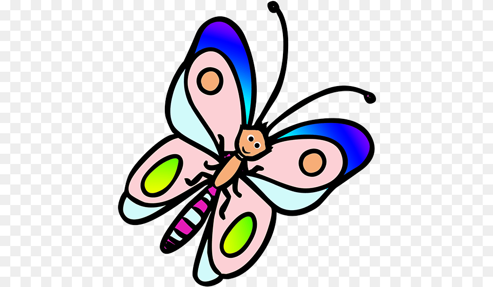 Butterfly Cartoon With Soft Colors Colorful Butterfly Cartoon, Animal, Dragonfly, Insect, Invertebrate Free Transparent Png