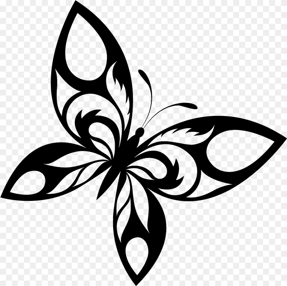 Butterfly Design Black And White, Pattern, Stencil Free Png Download