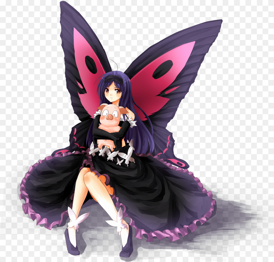 Butterfly Drawing Woman Butterfly Woman Anime, Publication, Book, Comics, Face Png Image