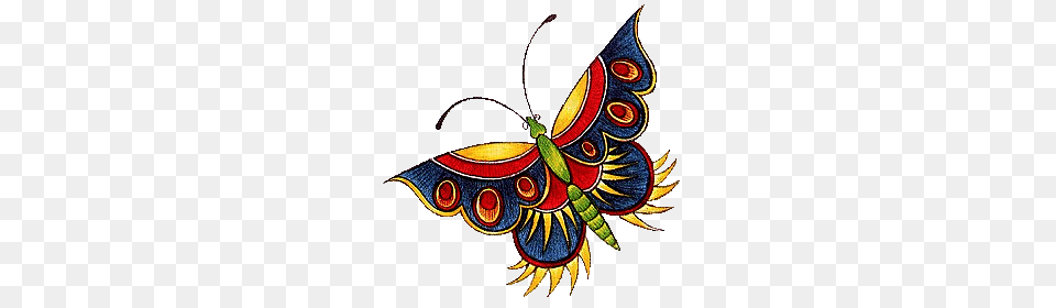 Butterfly Embroidery And Dragonflies, Pattern, Art Png Image