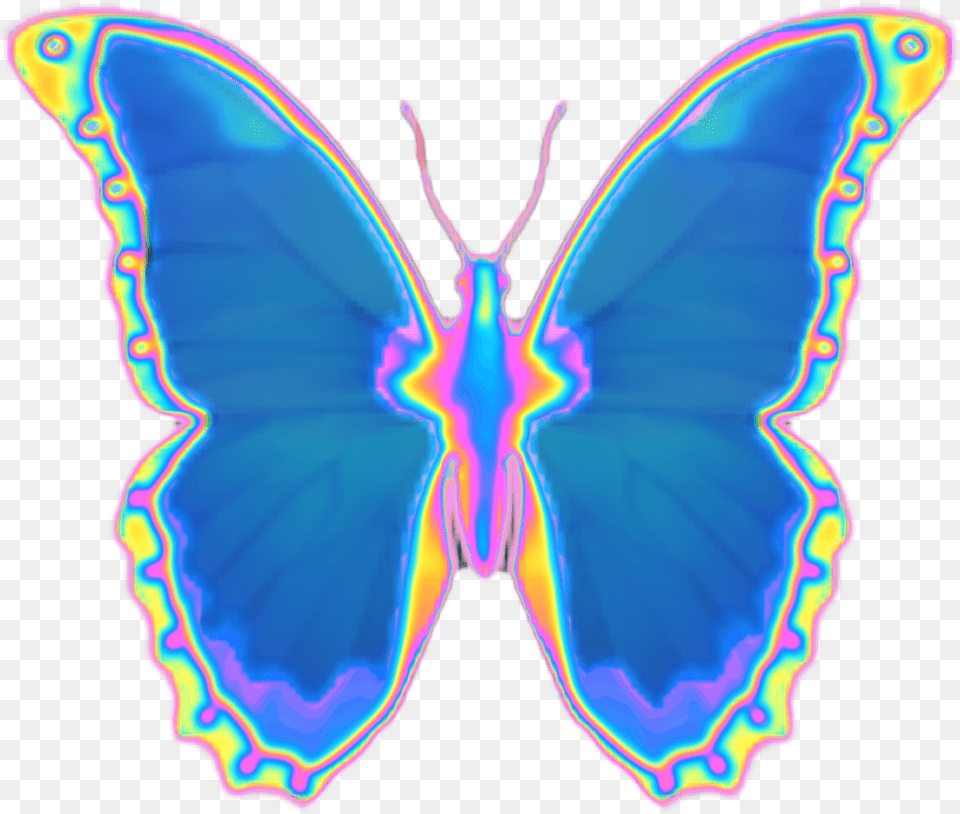 Butterfly Emoji Holographic, Animal, Insect, Invertebrate, Purple Png Image