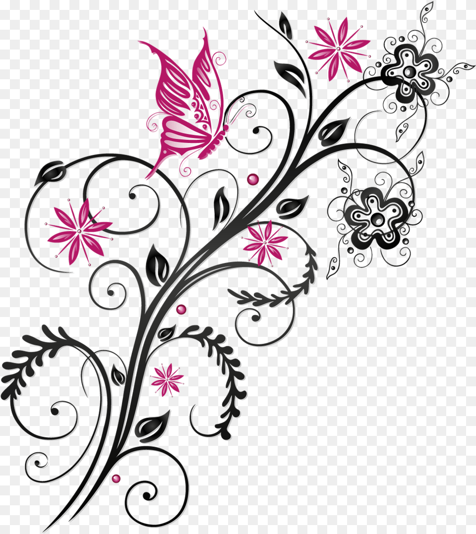 Butterfly Floral Flower Ornament Butterfly With Flower Vector, Art, Floral Design, Graphics, Pattern Png