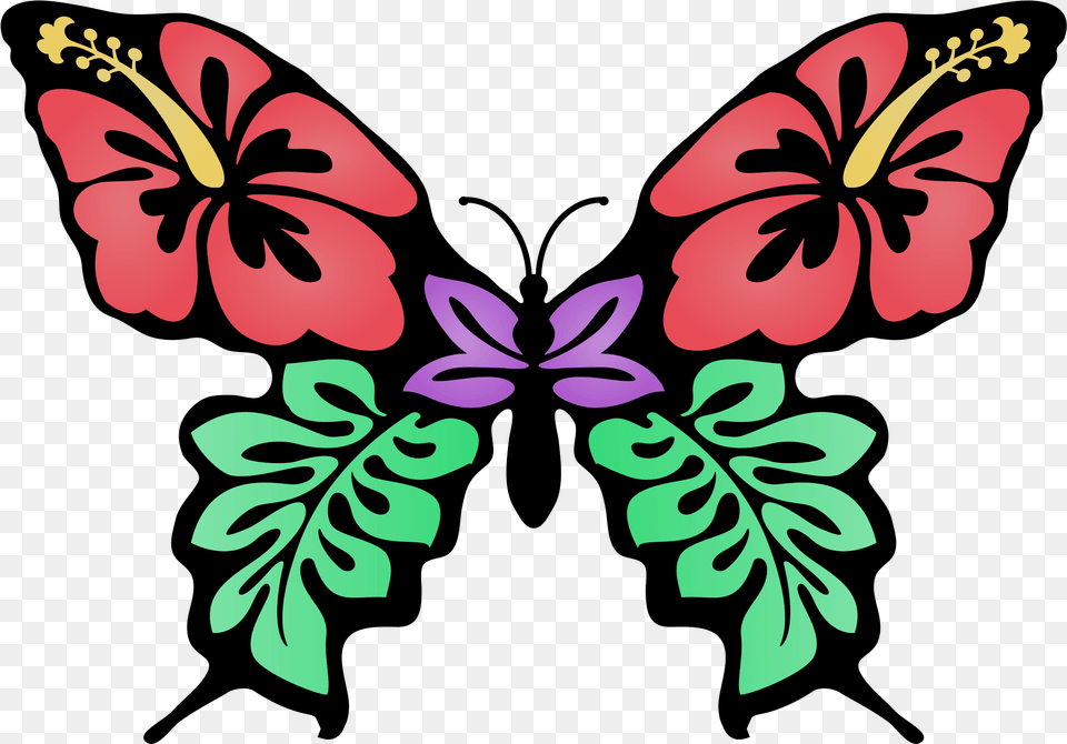 Butterfly Flower Colour Butterfly Svg Free Download, Plant, Hibiscus, Pattern Png