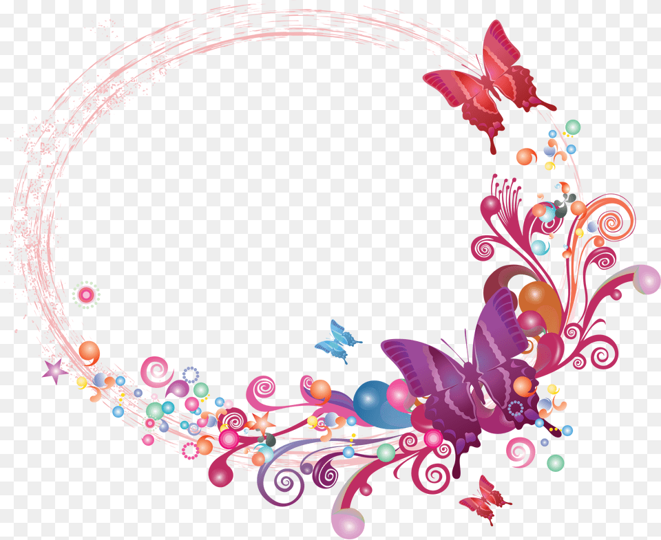 Butterfly Frame, Art, Floral Design, Graphics, Pattern Png
