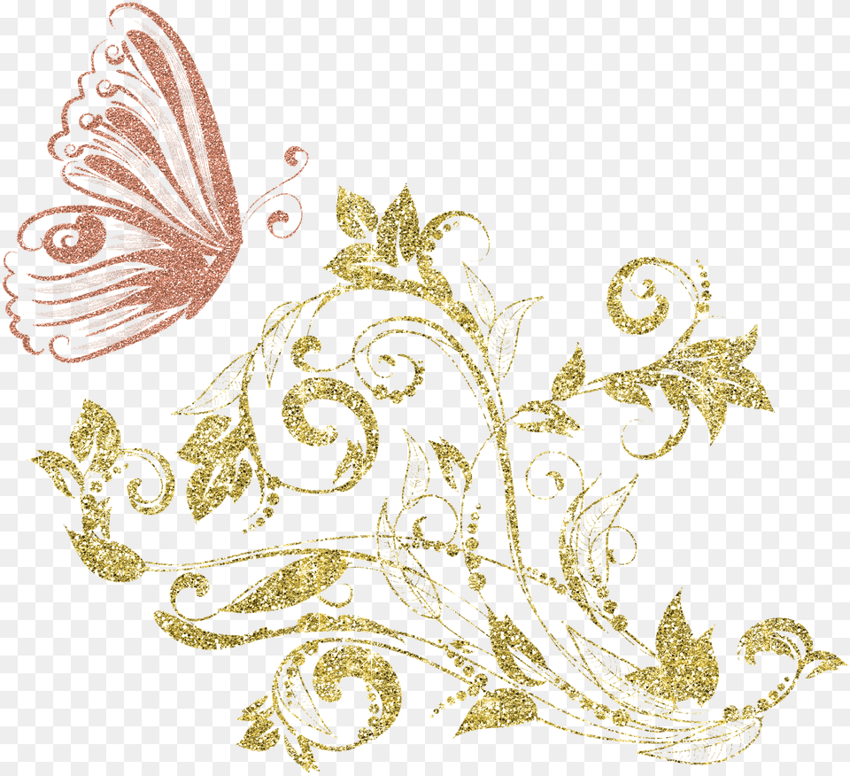 Butterfly Gold Gif Transparent, Art, Floral Design, Graphics, Pattern Png