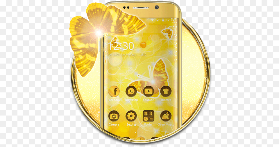 Butterfly Gold Wallpaper Theme Mga App Sa Google Play Smartphone, Electronics, Mobile Phone, Phone, Disk Png Image
