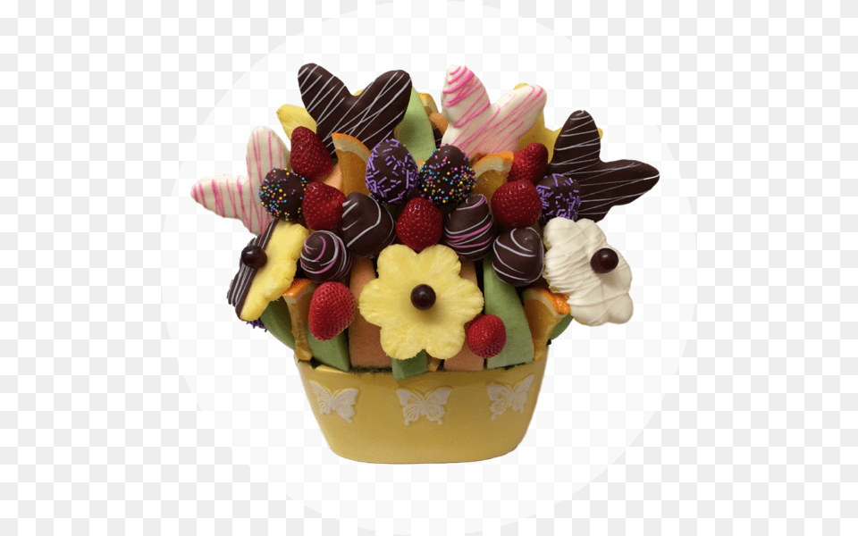 Butterfly Kisses Fruit Bouquet Orchard Berry Arrangements, Birthday Cake, Cake, Cream, Dessert Png Image
