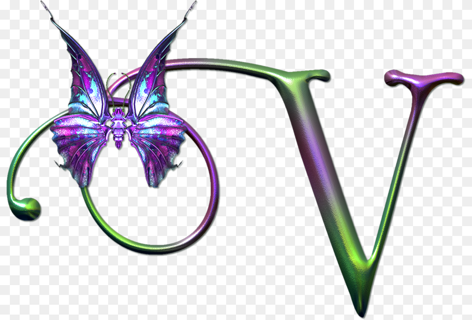 Butterfly Lettering V, Accessories, Art, Graphics, Pattern Free Png Download