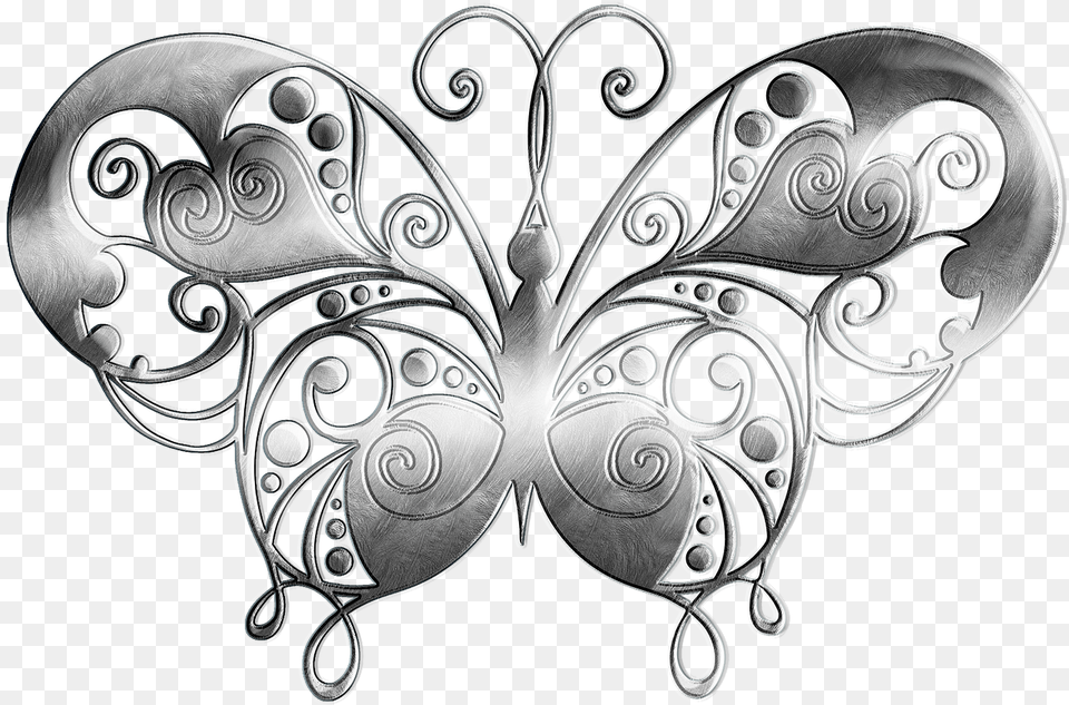 Butterfly Metal Silver Picture Silver Butterfly, Accessories, Jewelry, Pattern, Art Free Transparent Png