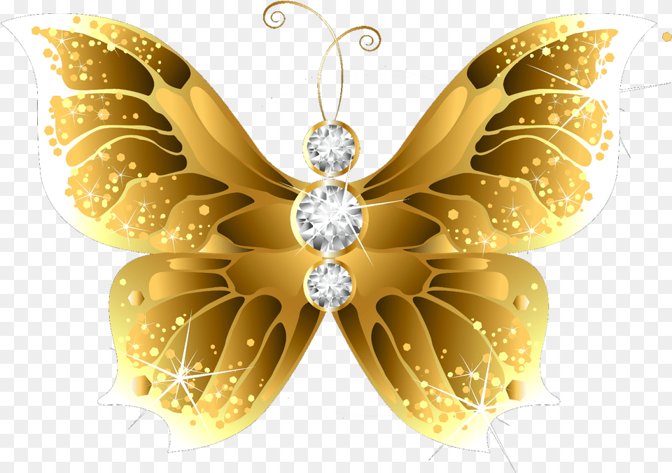 Butterfly Net Insect Gold Clip Art Transparent Background Gold Butterfly, Accessories, Jewelry, Chandelier, Lamp Free Png Download