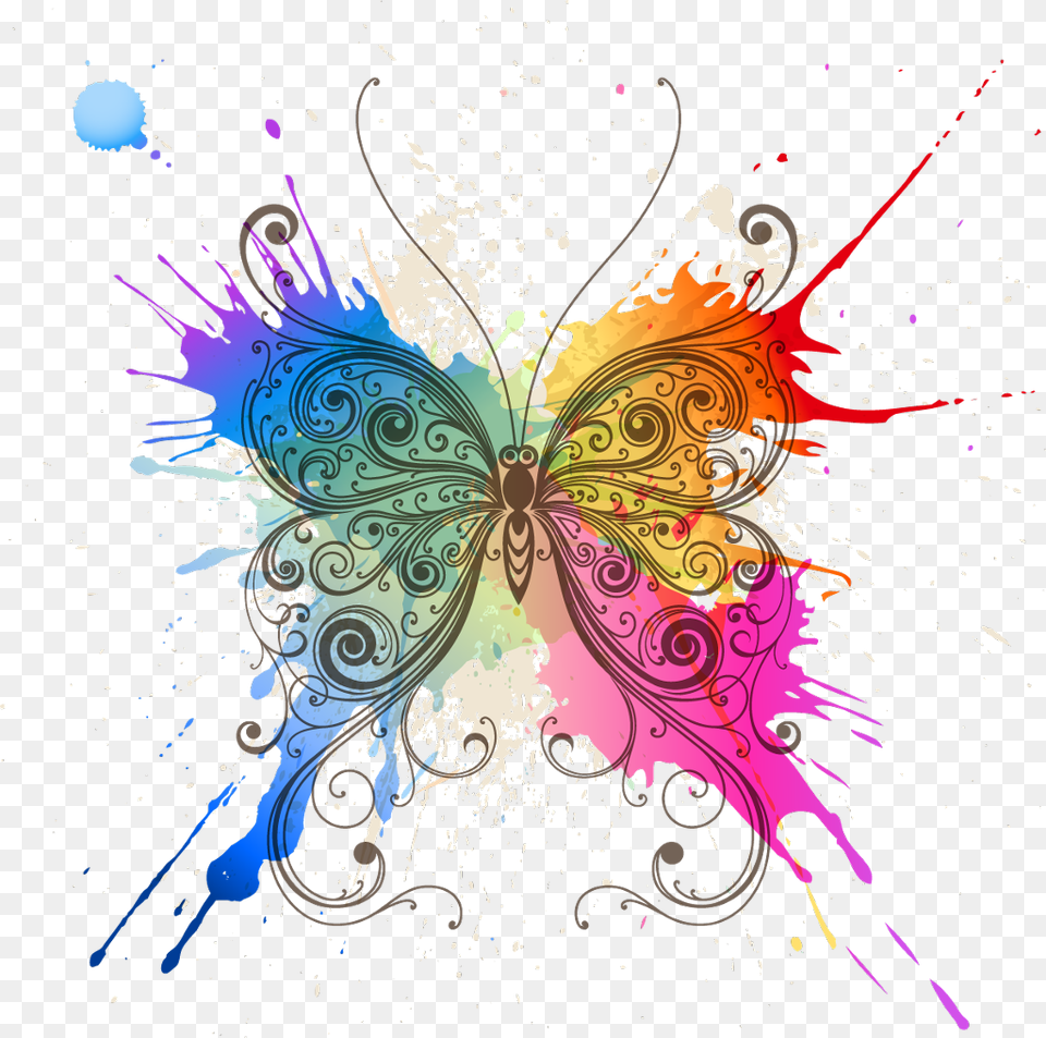 Butterfly Paint Splash Splatter Paintspalsh Paintsplatter Splash Butterfly, Art, Floral Design, Graphics, Pattern Free Png