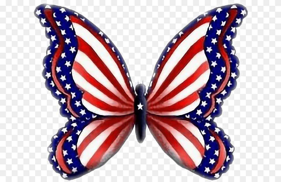 Butterfly Patriotic Memorialday 4thofjuly July4th American Flag Butterfly, American Flag Free Png