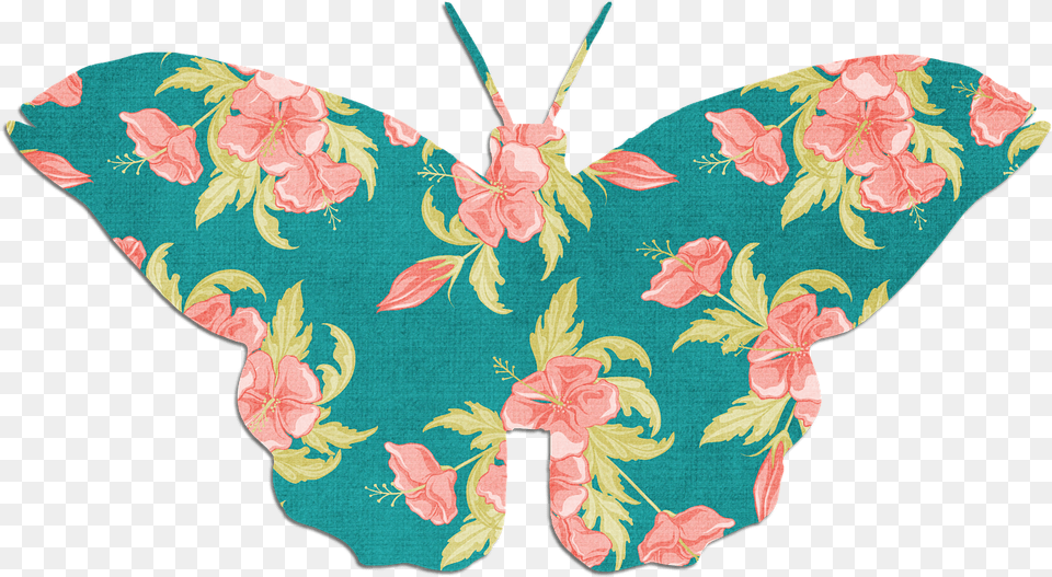Butterfly Pink Green Image On Pixabay Transparent Background Floral Butterfly, Applique, Pattern, Flower, Plant Free Png