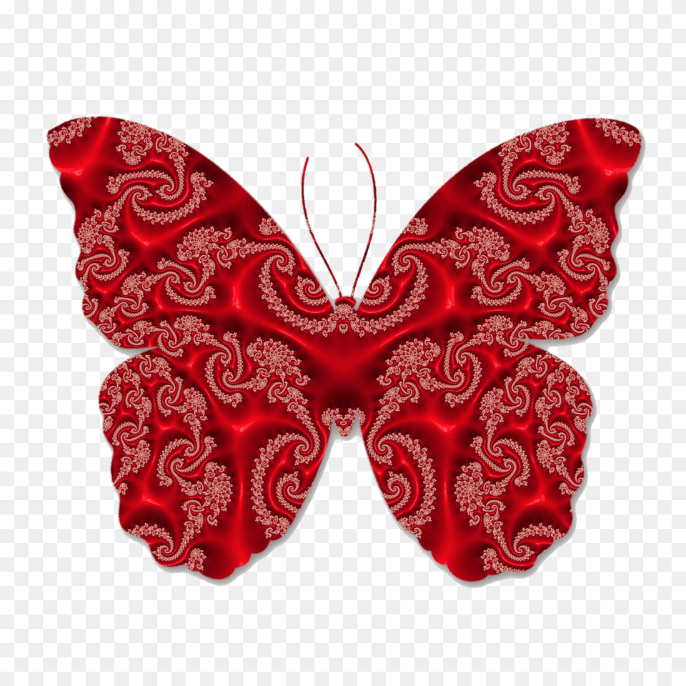 Butterfly Red Fractal Art Red Butterfly, Pattern, Diaper Free Transparent Png