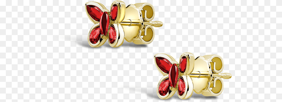 Butterfly Ruby Stud Earrings 136ct In Yellow Gold Pragnell Solid, Accessories, Earring, Jewelry, Treasure Free Transparent Png