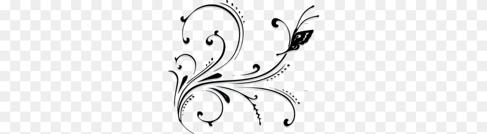 Butterfly Scroll Clip Art, Floral Design, Graphics, Pattern, Plant Png Image