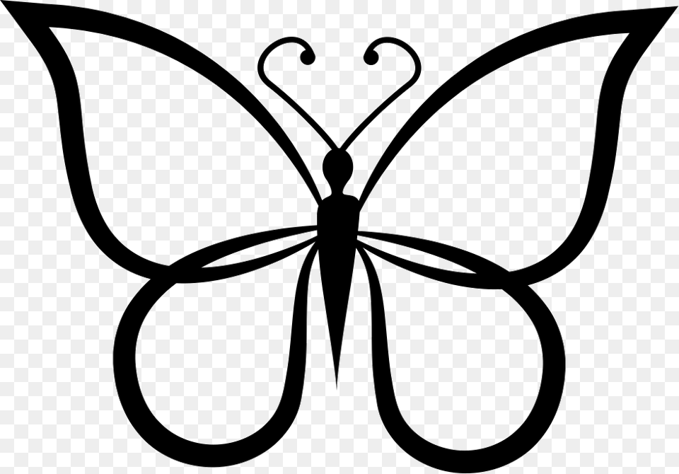 Butterfly Shape Outline Top View Comments Butterfly Black And White Outline, Stencil, Smoke Pipe, Symbol Free Transparent Png