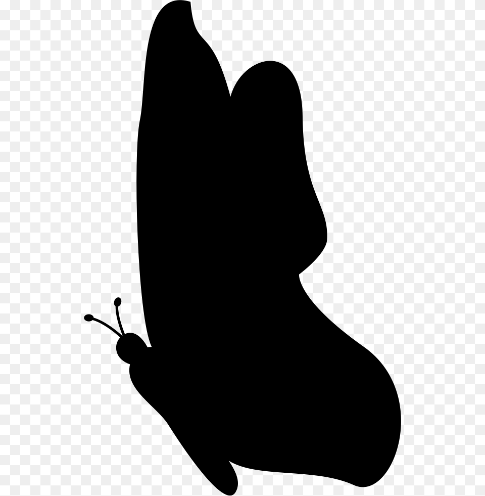 Butterfly Side View Black Silhouette Shape Svg Silhouette Butterfly, Stencil, Animal, Fish, Sea Life Free Png Download