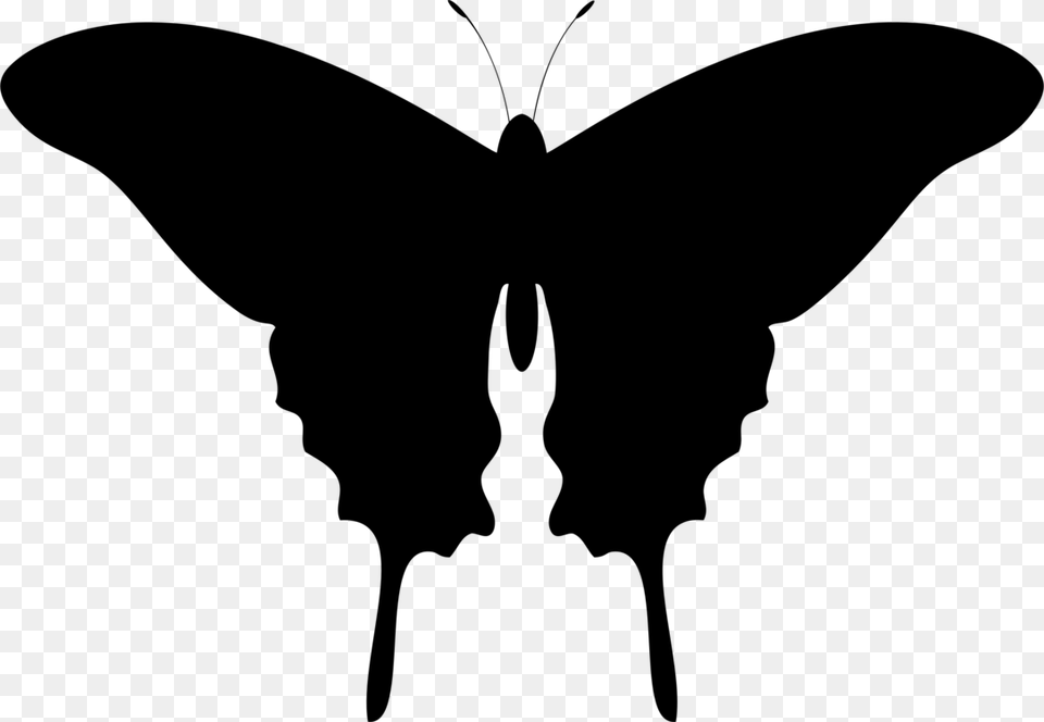 Butterfly Silhouette, Gray Free Transparent Png