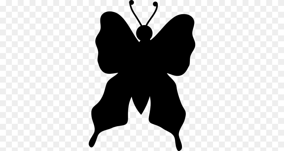 Butterfly Silhouette Rotated To Left Icon, Gray Free Transparent Png