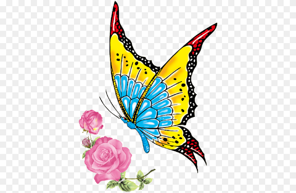 Butterfly Sticker Transparent, Flower, Rose, Petal, Plant Free Png Download