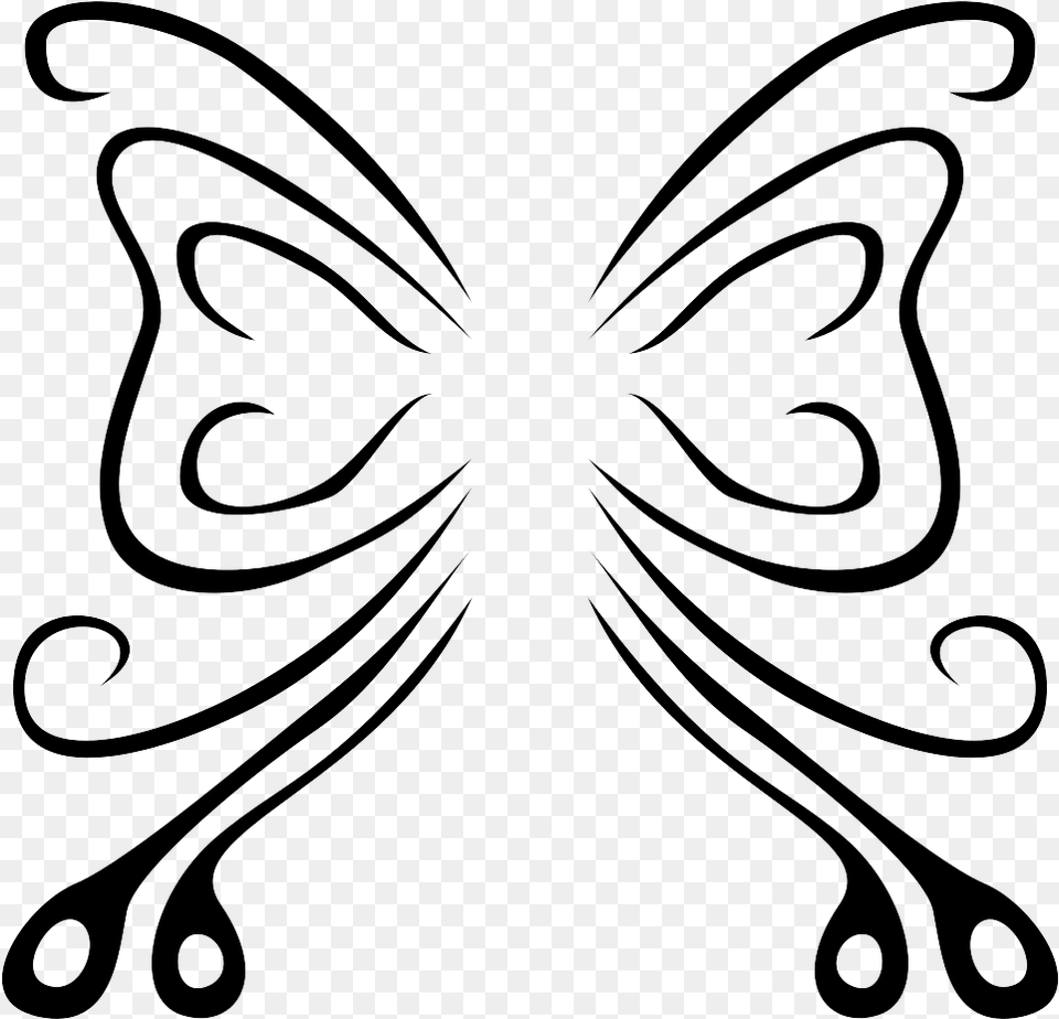 Butterfly Tattoo Design, Gray Png