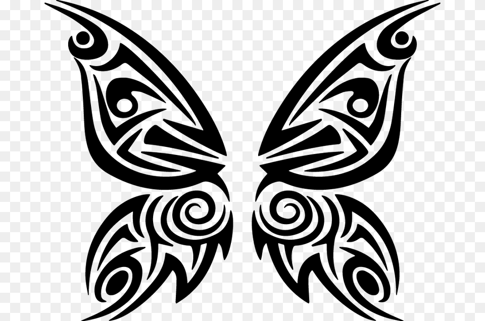 Butterfly Tattoo Vector, Gray Free Transparent Png
