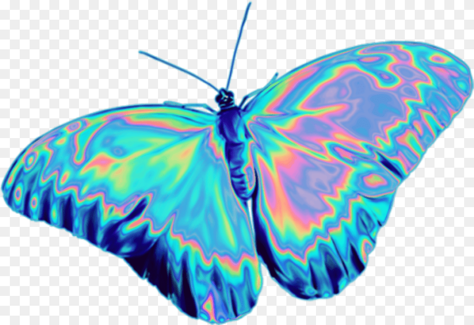 Butterfly Tumblr Easthetic Blue Purple Freetoedit Holographic Insect, Animal, Invertebrate, Accessories Free Png Download