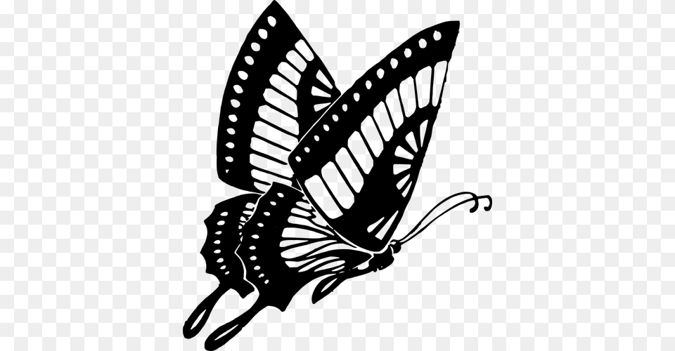 Butterfly Vector Clip Art Public Domain Vectors Flying Butterfly Black And White, Gray Free Png