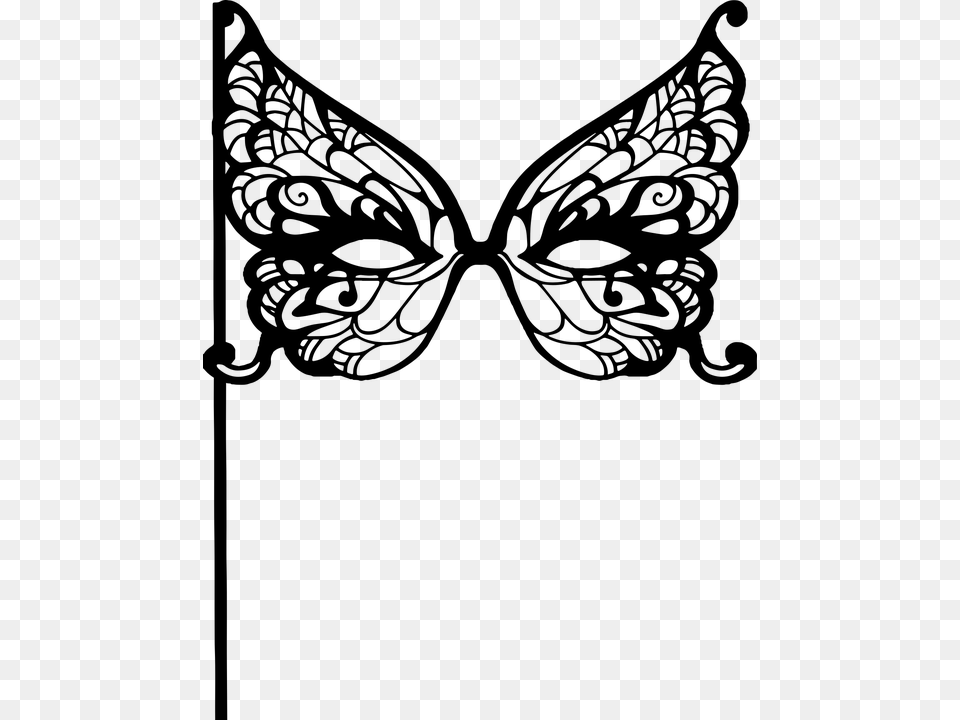 Butterfly Wings Masquerade Mask, Gray Png Image