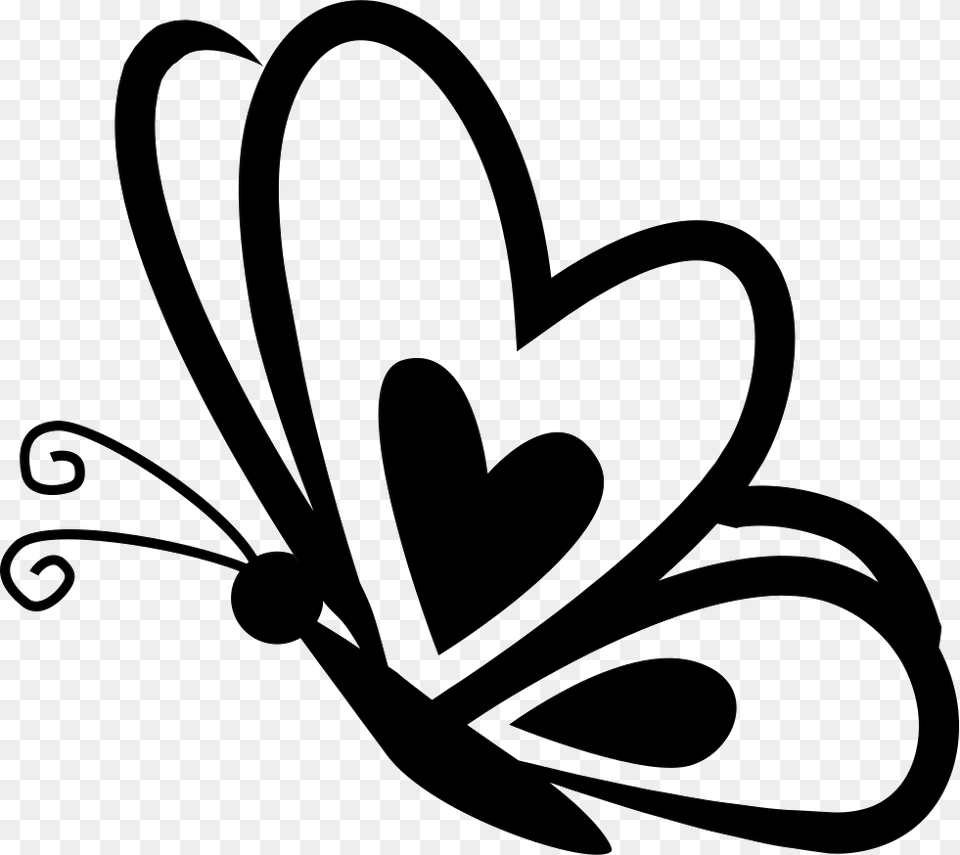 Butterfly With A Heart On Frontal Wing On Side View Butterfly Svg File, Stencil, Art, Floral Design, Graphics Free Transparent Png