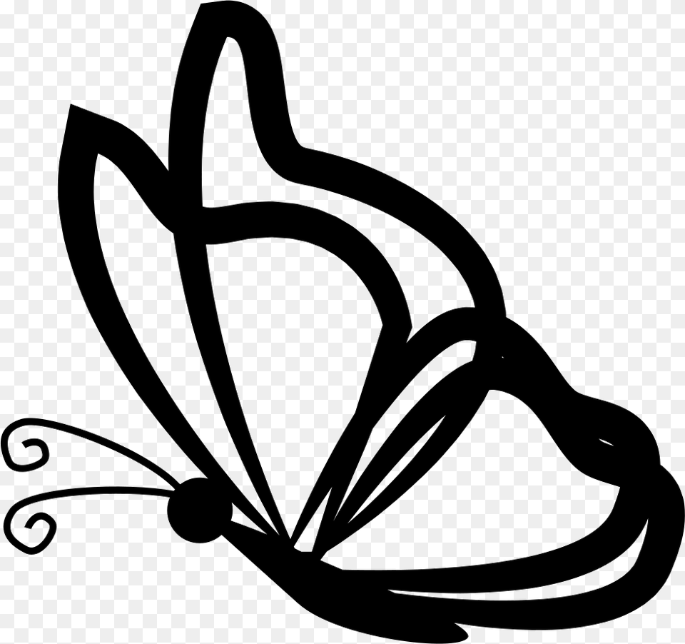 Butterfly With Wings Outlines From Side Butterfly Side View Outline, Clothing, Hat, Cowboy Hat, Smoke Pipe Png Image