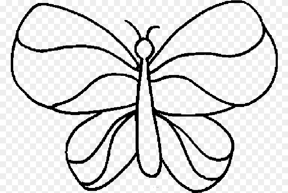 Butterfly With Wings That Simple Coloring Sheet Simple Coloring Pages, Gray Png