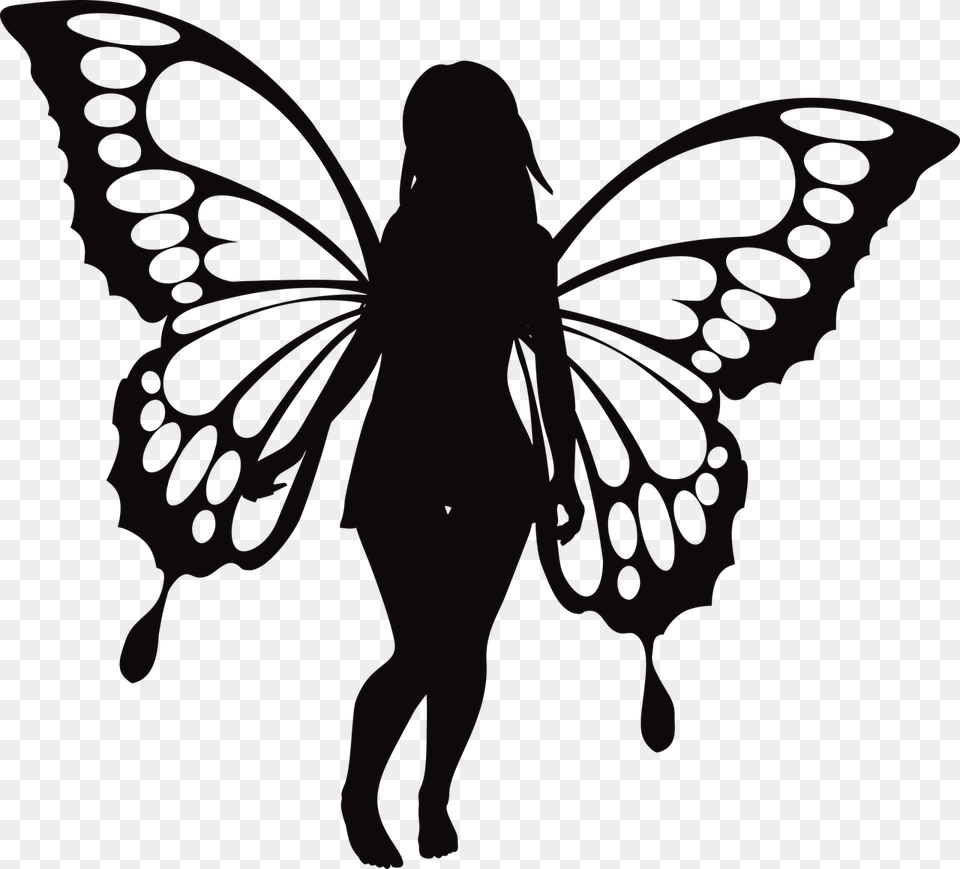 Butterfly Woman Silhouette Girl Wings Female, Person Png Image