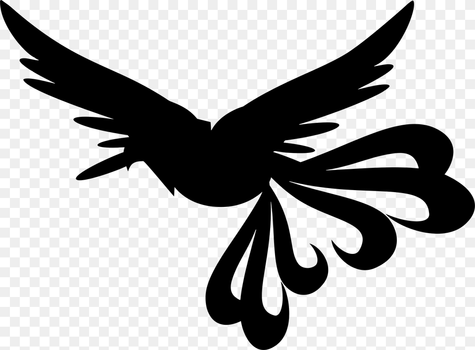 Butterflyvisual Artsfeather Of Silhouette Of A Phoenix, Gray Png Image
