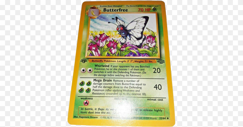 Butterfree Jungle 3364 Pokemon Card, Flower, Petal, Plant, Text Free Png Download
