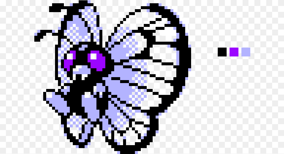 Butterfree Pixel Art Maker Pokemon Crystal Pixel Art, Purple, Graphics, Qr Code, Animal Png Image