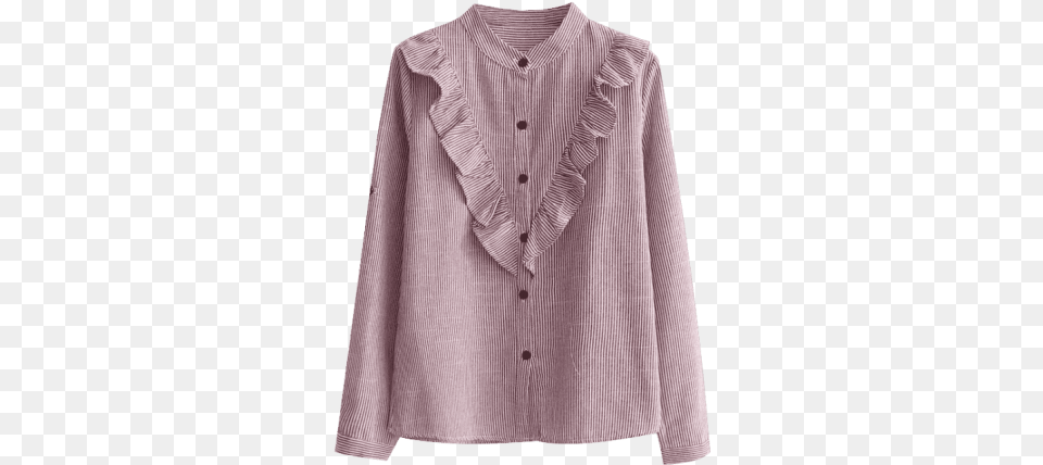 Button Down Ruffles Stripes Shirt Shirt, Blouse, Clothing, Long Sleeve, Sleeve Png