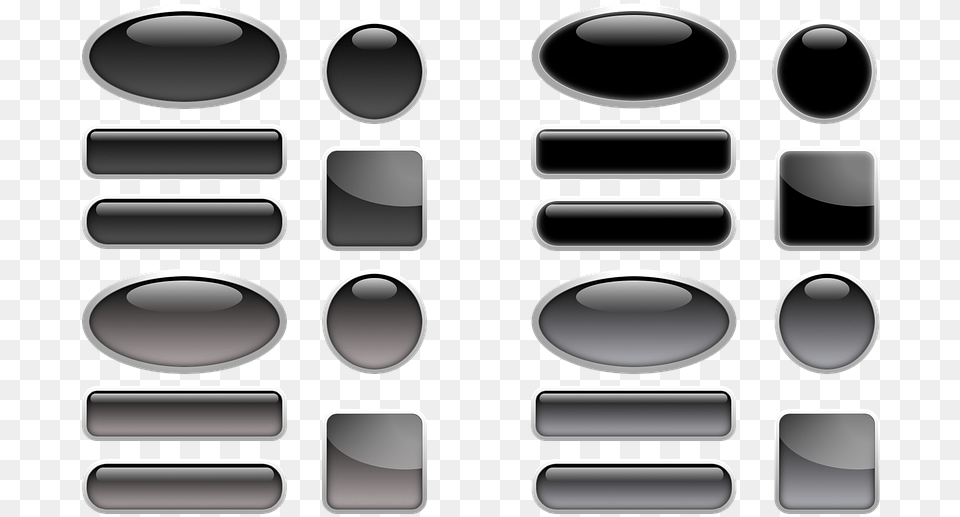 Button Icon Oblong Square Round Oval Black Grey Square Button Black, Blade, Razor, Weapon Free Transparent Png