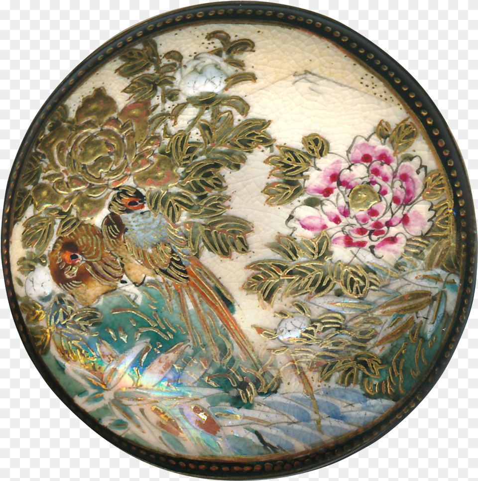 Button Large Late 19th C, Art, Painting, Porcelain, Pottery Png Image