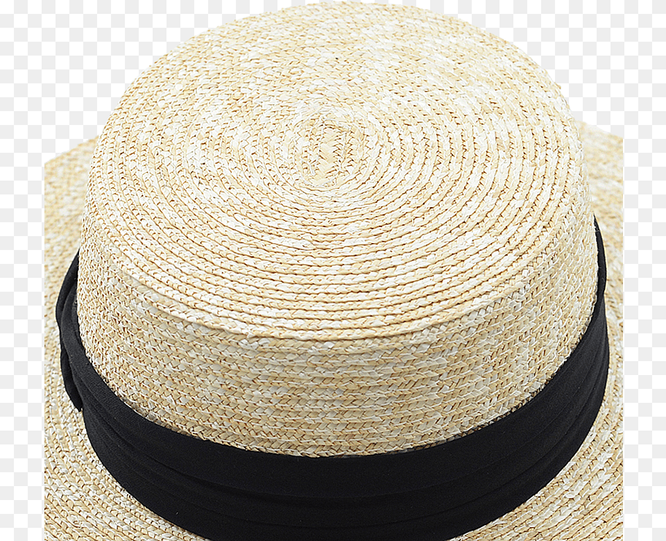 Button Ribbon Flat Crown Boater Sombrero, Clothing, Hat, Sun Hat, Countryside Free Transparent Png