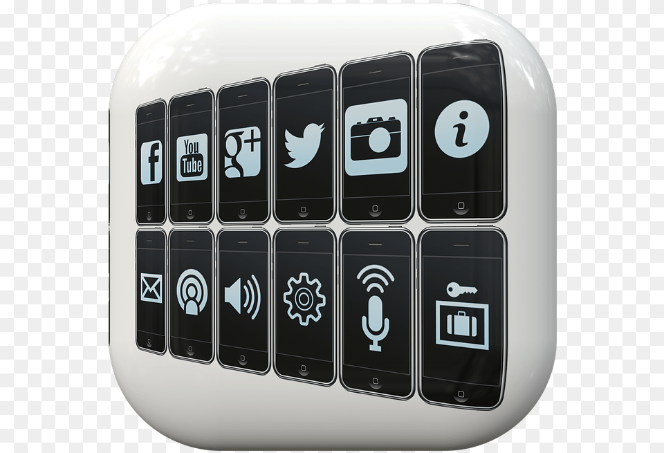 Button Symbol Icon Facebook Twitter Microphone Luggage Storage, Electronics, Mobile Phone, Phone Free Png Download