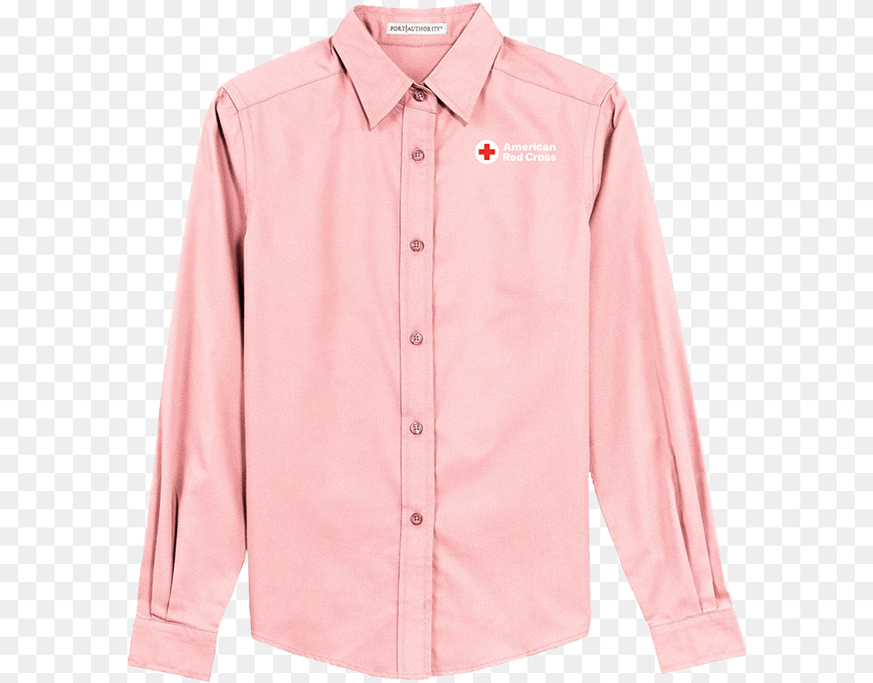 Button Up Oxford Dress Shirt With Logo Red Cross Store Pink Button Shirt Transparent, Clothing, Dress Shirt, Long Sleeve, Sleeve Png Image