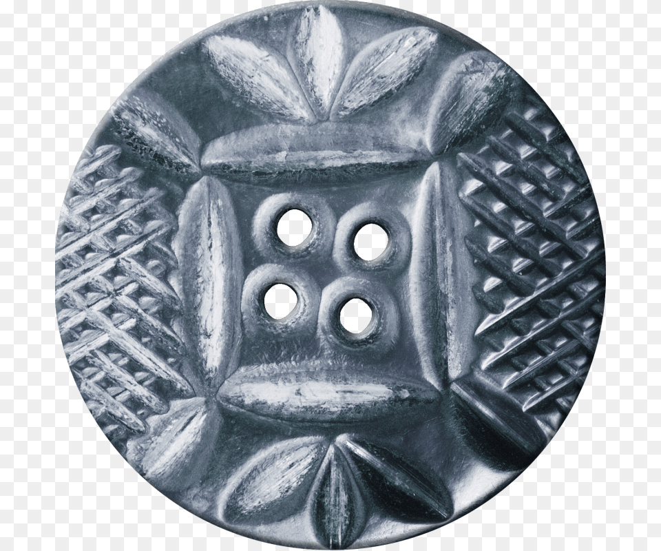 Button With Diamond Mesh And Leaf Pattern Silver Button, Aluminium, Ice, Hole Png Image