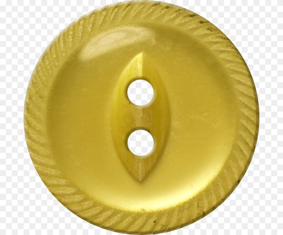 Button With Incised Border And Almond Shaped Center Yellow Button Transparent, Gold Free Png Download