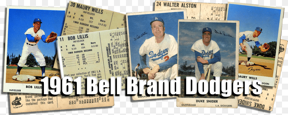 Buy 1961 Bell Brand Dodgers Baseball Cards Sell College Baseball, People, Person, Adult, Male Png Image