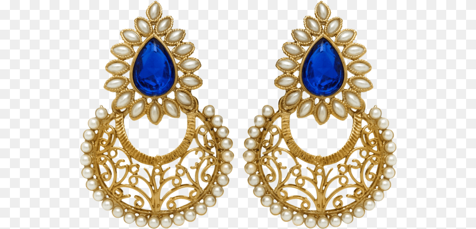 Buy Donna Traditional Ethnic Blue Dew Dangler Earrings Earrings, Accessories, Earring, Jewelry, Gold Free Png
