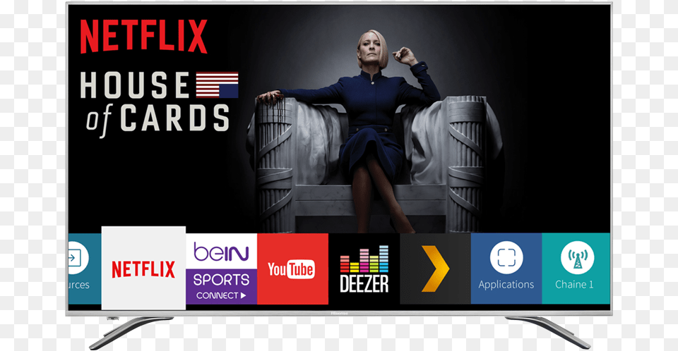 Buy Hisense 65 Inch Television Uhd 65a6500 Smart Tv House Of Cards 4 Dvds Digital Uv Dvd, Adult, Screen, Person, Monitor Free Transparent Png