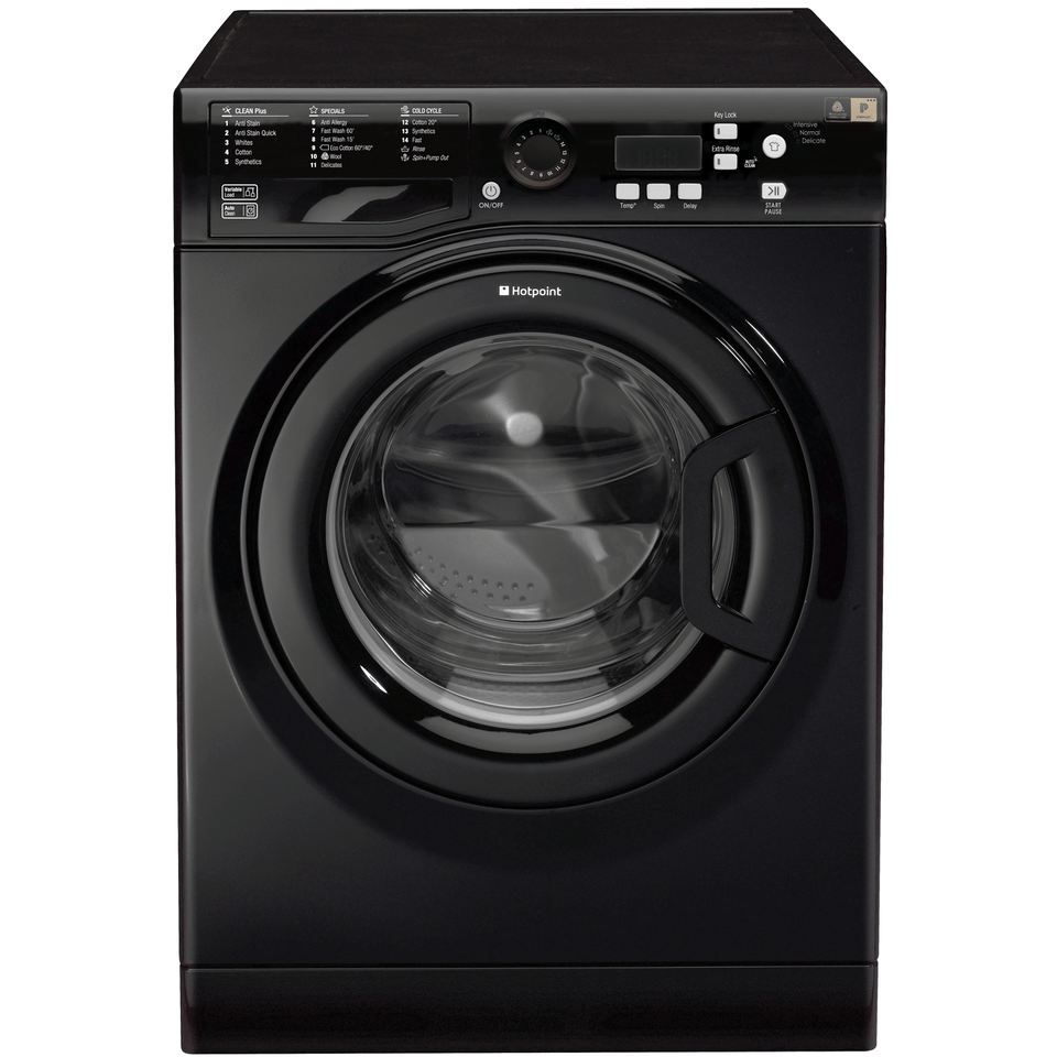 Buy Hotpoint Wmbf944k Experience Eco 9kg 1400 Spin Black Washing Machine, Appliance, Device, Electrical Device, Washer Free Png