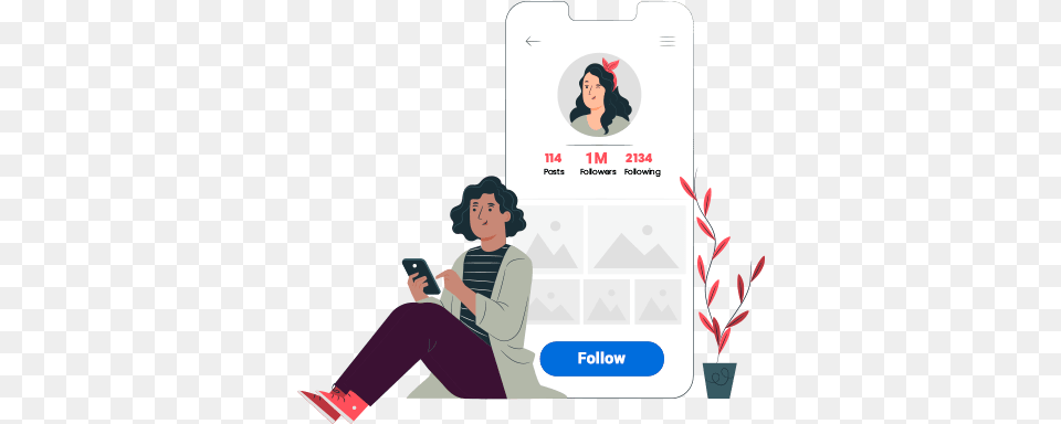 Buy Instagram Followers Cheap U0026 Instant Only 199 Heylik Follow Illustration, Adult, Phone, Person, Mobile Phone Png Image